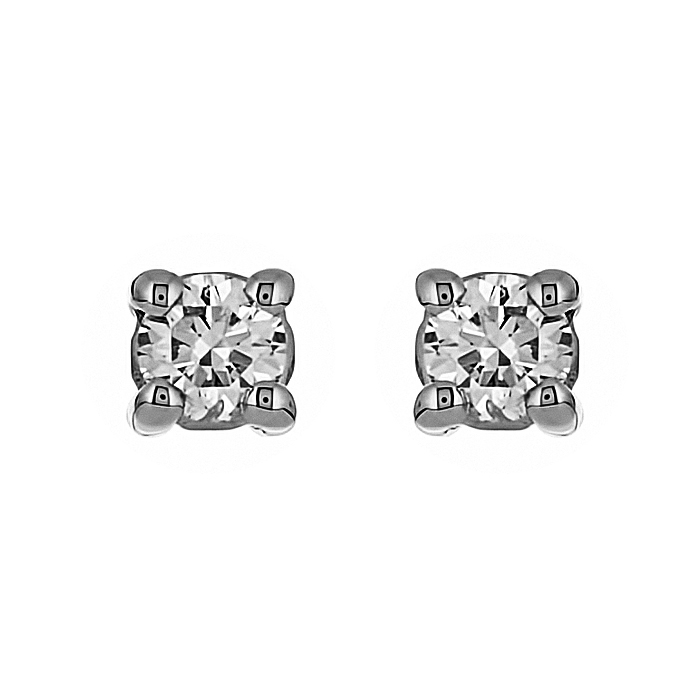 Σκουλαρίκια Μονόπετρα με Διαμάντια Λευκόχρυσός Κ18 - 09026W