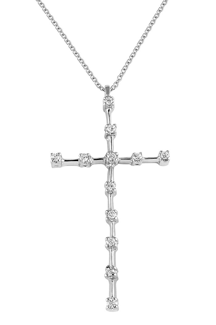Σταυρός με Διαμάντια Λευκόχρυσος Κ18 - 53019