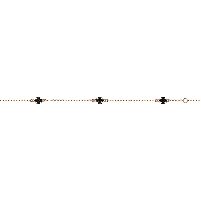 Βραχιόλι Σταυροί με Μαύρα Ζιργκόν Ροζ Χρυσός Κ9 - 10458