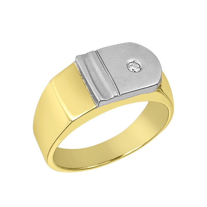 Δαχτυλίδι Ανδρικό με Ζιργκόν Δίχρωμο Κ14 - 90183