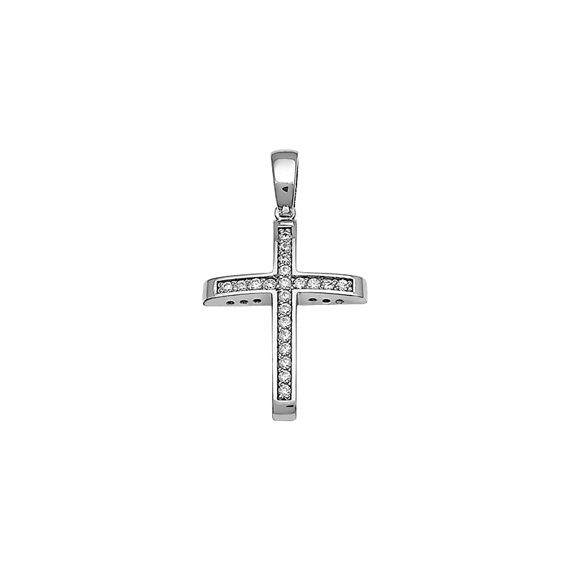 Σταυρός με Διαμάντια Λευκόχρυσος Κ18 - 13088