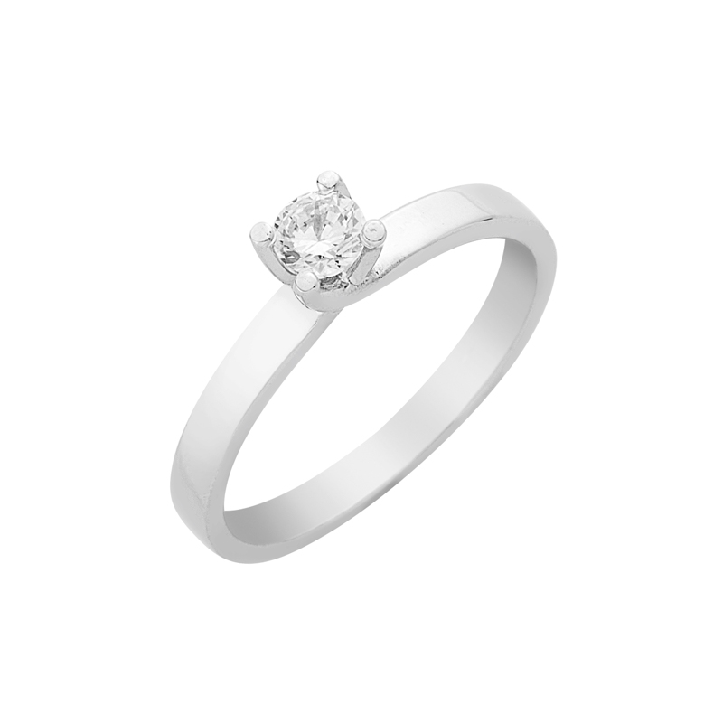 Δαχτυλίδι Μονόπετρο με Διαμάντι Λευκόχρυσος Κ18 - 16031