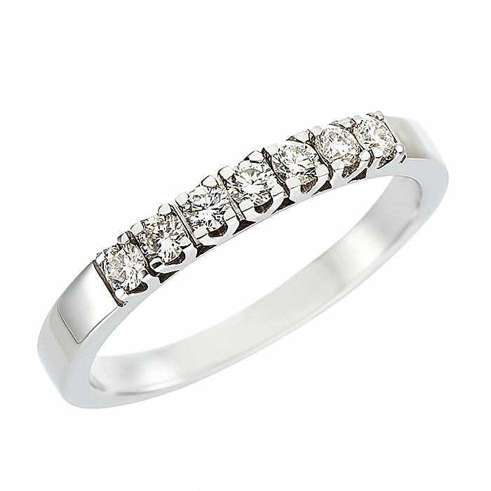 Δαχτυλίδι Μισόβερο με Διαμάντια Λευκόχρυσος Κ18 - 070447R