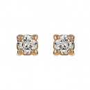 Σκουλαρίκια Μονόπετρα με Διαμάντια Ροζ Χρυσός Κ18 - 09026