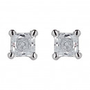 Σκουλαρίκια Μονόπετρα με Διαμάντια Λευκόχρυσος Κ18 - 09030