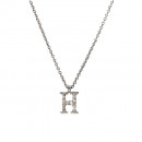 Μενταγιόν Μονόγραμμα Η με Διαμάντια Λευκόχρυσος Κ18 - 10014H