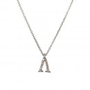 Μενταγιόν Μονόγραμμα Λ με Διαμάντια Λευκόχρυσος Κ18 - 10014Λ