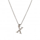 Μενταγιόν Μονόγραμμα Χ με Διαμάντια Λευκόχρυσος Κ18 - 10014Χ