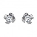 Σκουλαρίκια Μονόπετρα με Διαμάντια Λευκόχρυσος Κ18 - 11012