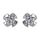 Σκουλαρίκια Μονόπετρα με Διαμάντια Λευκόχρυσος Κ18 - 11013