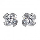 Σκουλαρίκια Μονόπετρα με Διαμάντια Λευκόχρυσος Κ18 - 110151E