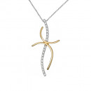 Σταυρός με Διαμάντια Χρυσός και Λευκόχρυσος Κ18 - 06062Y Σταυρός με Διαμάντια Χρυσός και Λευκόχρυσος Κ18 - 06062Y