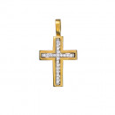 Σταυρός με Ζιργκόν Δίχρωμος Κ14 - 13014CZ