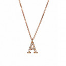 Μενταγιόν Μονόγραμμα A με Ζιργκόν Ροζ Χρυσος Κ9 - 10014REA