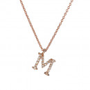 Μενταγιόν Μονόγραμμα M με Ζιργκόν Ροζ Χρυσος Κ9 - 10014REM