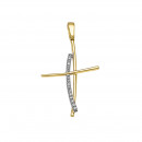 Σταυρός με Ζιργκόν Χρυσός και Λευκόχρυσος Κ14 - 13090CZ Σταυρός με Ζιργκόν Χρυσός και Λευκόχρυσος Κ14 - 13090CZ