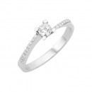 Δαχτυλίδι Μονόπετρο με Διαμάντια Λευκόχρυσος Κ18 - 16010 Δαχτυλίδι Μονόπετρο με Διαμάντια Λευκόχρυσος Κ18 - 16010