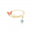 Παραμάνα Girl Πεταλούδα με Σμάλτο και Ματάκι Χρυσός Κ9-3P106