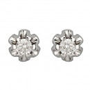 Σκουλαρίκια Μονόπετρα με Διαμάντια Λευκόχρυσος Κ18 - 06389