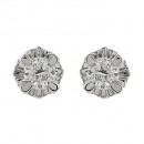 Σκουλαρίκια Μονόπετρα με Διαμάντια Λευκόχρυσος Κ18 - 06390