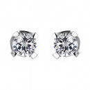 Σκουλαρίκια Μονόπετρα με Διαμάντια Λευκόχρυσος Κ18 - 063934E