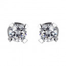Σκουλαρίκια Μονόπετρα με Διαμάντια Λευκόχρυσος Κ18 - 063938E