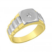 Δαχτυλίδι Ανδρικό με Ζιργκόν Δίχρωμο Κ14 - 90188