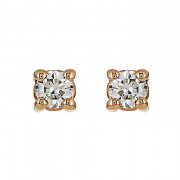 Σκουλαρίκια Μονόπετρα με Διαμάντια Ροζ Χρυσός Κ18 - 09026