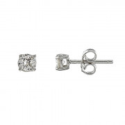 Σκουλαρίκια Μονόπετρα με Διαμάντια Λευκόχρυσος Κ18 - 09028