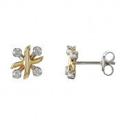 Σκουλαρίκια με Διαμάντια Δίχρωμα Κ18 - 09053