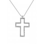 Σταυρός με Διαμάντια Λευκόχρυσος Κ18 - 10059