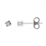 Σκουλαρίκια Μονόπετρα με Διαμάντια Λευκόχρυσος Κ18 - 11012