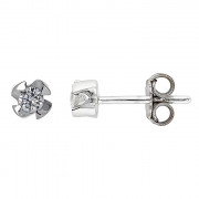 Σκουλαρίκια Μονόπετρα με Διαμάντια Λευκόχρυσος Κ18 - 11013