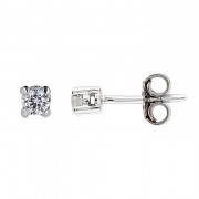 Σκουλαρίκια Μονόπετρα με Διαμάντια Λευκόχρυσος Κ18 - 31101