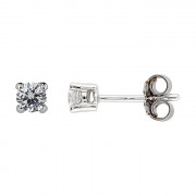 Σκουλαρίκια Μονόπετρα με Διαμάντια Λευκόχρυσος Κ18 - 31105A