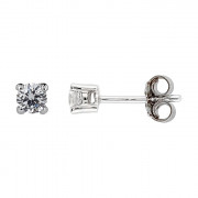 Σκουλαρίκια Μονόπετρα με Διαμάντια Λευκόχρυσος Κ18 - 31105C