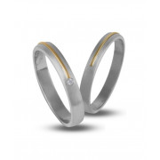 Βέρες με Διαμάντι Δίχρωμες Κ14 - 200126