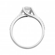 Δαχτυλίδι Μονόπετρο με Διαμάντια Λευκόχρυσος Κ18 - 13067