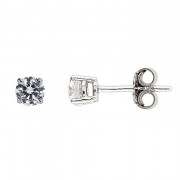 Σκουλαρίκια Μονόπετρα με Διαμάντια Λευκόχρυσος Κ18 - 090315E
