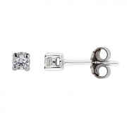 Σκουλαρίκια Μονόπετρα με Διαμάντια Λευκόχρυσος Κ18 - 31101A