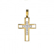 Σταυρός με Ζιργκόν Δίχρωμος Κ14 - 13015
