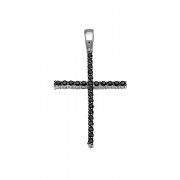 Σταυρός με Ζιργκόν Διπλής Όψης Λευκόχρυσος Κ14 - 13081CZ