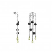 Σκουλαρίκια με Διαμάντια & Περίδοτο Λευκόχρυσος Κ18 - 0313EW