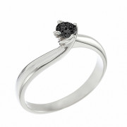 Δαχτυλίδι Μονόπετρο με Μαύρο Διαμάντι Λευκόχρυσος Κ18 - 05369BL