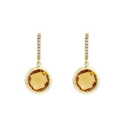 Σκουλαρίκια με Ζιργκόν και Citrine Χρυσός Κ14 - 16048CI