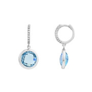 Σκουλαρίκια με Ζιργκόν και Μπλέ Τοπάζι Λευκόχρυσος Κ14 - 16048BT