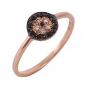 Δαχτυλίδι Ματάκι με Μαύρα & Λευκά Ζιργκόν Ροζ Χρυσός Κ9 - 16056
