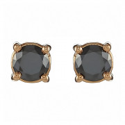 Σκουλαρίκια Μονόπετρα με Μαύρα Διαμάντια Ροζ Χρυσός Κ18 - 09031E