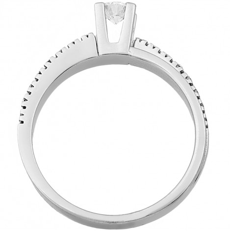 Δαχτυλίδι Μονόπετρο με Διαμάντια Λευκόχρυσος Κ18 - 16040