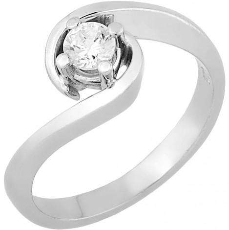 Δαχτυλίδι Μονόπετρο με Διαμάντι Λευκόχρυσος Κ18 - 16041